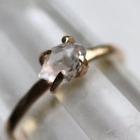 Natural Raw Herkimer Diamond Ring, 14k Gold