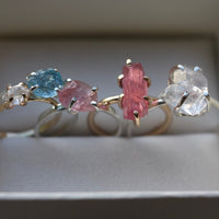 Natural Raw Herkimer Diamond Ring, 14k Gold