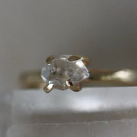 Natural Raw Herkimer Diamond Ring, 14k Gold