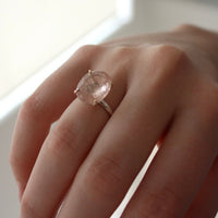 Large Pink Tourmaline Ring, 14k Gold and 92.5 Sterling Silver