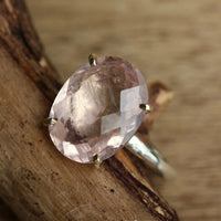 Large Pink Tourmaline Ring, 14k Gold and 92.5 Sterling Silver