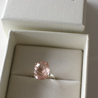 Large Pink Tourmaline Ring, 14k Gold and 92.5 Sterling Silver