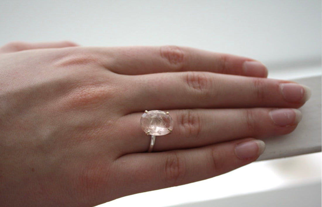 Large Pink Tourmaline Ring, 14k Gold and 92.5 Sterling Silver