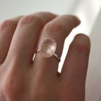 Large Pink Tourmaline Ring, 14k Gold and 92.5 Sterling Silver