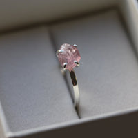Uncut Natural Pink Tourmaline Ring, 92.5 Sterling Silver, October Birthstone