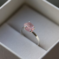 Uncut Natural Pink Tourmaline Ring, 92.5 Sterling Silver, October Birthstone