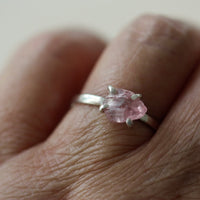 Uncut Natural Pink Tourmaline Ring, 92.5 Sterling Silver, October Birthstone