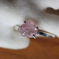 Uncut Natural Pink Tourmaline Ring, 92.5 Sterling Silver, October Birthstone