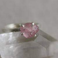 Uncut Natural Pink Tourmaline Ring, 92.5 Sterling Silver, October Birthstone