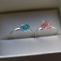 Uncut Natural Pink Tourmaline Ring, 92.5 Sterling Silver, October Birthstone