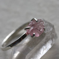 Uncut Natural Pink Tourmaline Ring, 92.5 Sterling Silver, October Birthstone