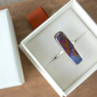 Raw Australian Boulder Matrix Opal Ring, 92.5 Sterling Silver