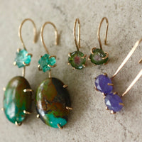Bi-Color Watermelon Tourmaline Slice Earrings, Green and Pink Tourmaline Earrings