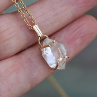 Natural Herkimer Diamond Pendant Necklace, April Birthstone Necklace
