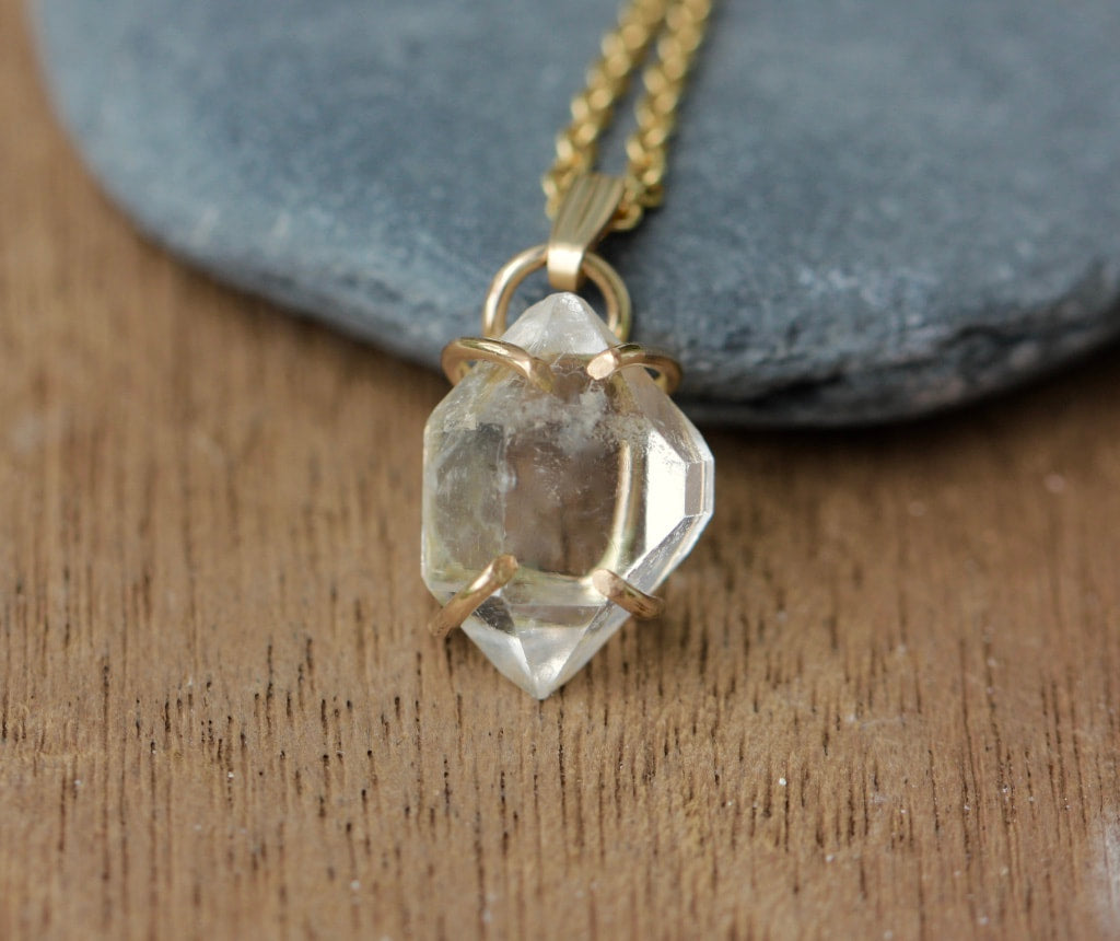 Natural Herkimer Diamond Pendant Necklace, April Birthstone Necklace