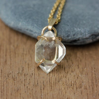 Natural Herkimer Diamond Pendant Necklace, April Birthstone Necklace