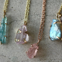 AS SEEN IN TATLER UK Raw, Unpolished Brazilian Santa Maria Aquamarine Pendant Necklace, March Birthstone Pendant Necklace