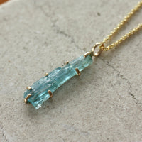 AS SEEN IN TATLER UK Raw, Unpolished Brazilian Santa Maria Aquamarine Pendant Necklace, March Birthstone Pendant Necklace