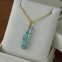 AS SEEN IN TATLER UK Raw, Unpolished Brazilian Santa Maria Aquamarine Pendant Necklace, March Birthstone Pendant Necklace