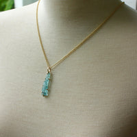 AS SEEN IN TATLER UK Raw, Unpolished Brazilian Santa Maria Aquamarine Pendant Necklace, March Birthstone Pendant Necklace