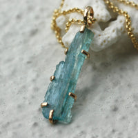 AS SEEN IN TATLER UK Raw, Unpolished Brazilian Santa Maria Aquamarine Pendant Necklace, March Birthstone Pendant Necklace