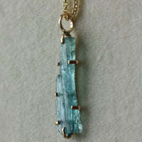 AS SEEN IN TATLER UK Raw, Unpolished Brazilian Santa Maria Aquamarine Pendant Necklace, March Birthstone Pendant Necklace