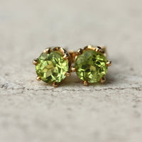 Peridot Stud Earrings, August Birthstone Stud Earrings