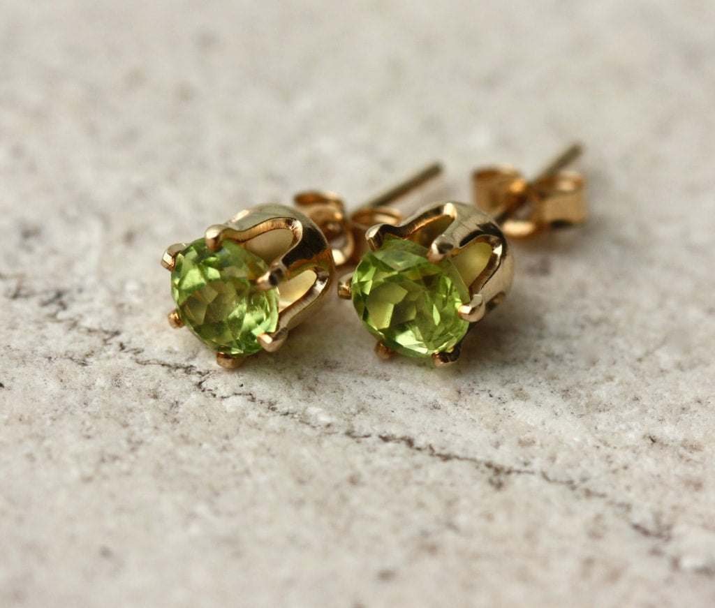 Peridot Stud Earrings, August Birthstone Stud Earrings