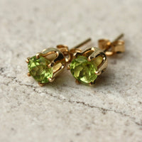 Peridot Stud Earrings, August Birthstone Stud Earrings