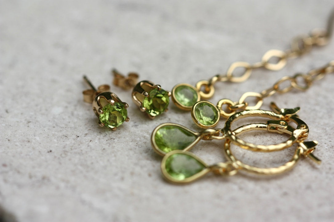 Peridot Stud Earrings, August Birthstone Stud Earrings