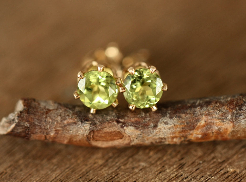 Peridot Stud Earrings, August Birthstone Stud Earrings