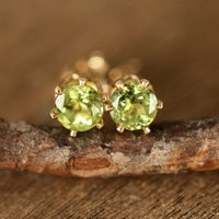 Peridot Stud Earrings, August Birthstone Stud Earrings
