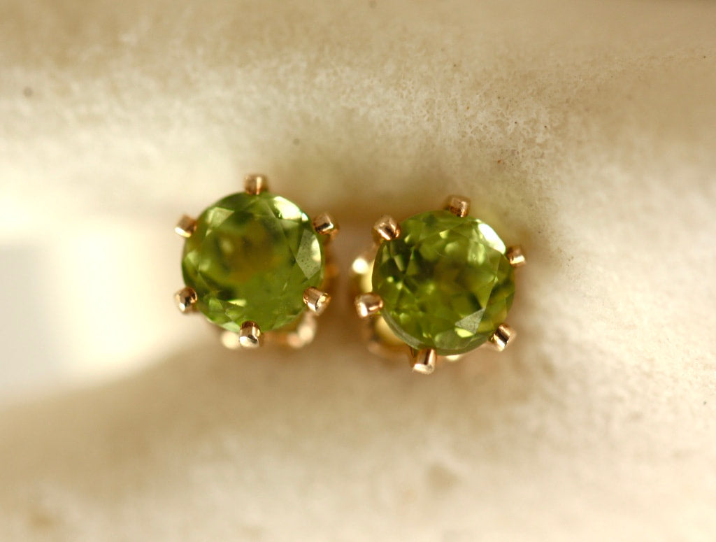 Peridot Stud Earrings, August Birthstone Stud Earrings