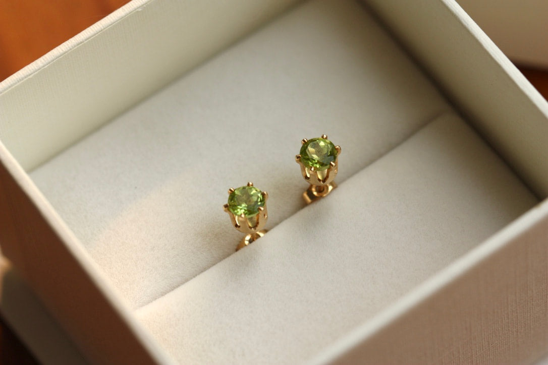 Peridot Stud Earrings, August Birthstone Stud Earrings