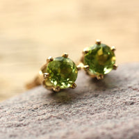 Peridot Stud Earrings, August Birthstone Stud Earrings