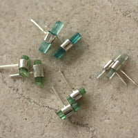 Raw Light Green/Blue Tourmaline Stud Earrings