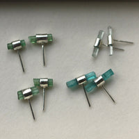 Raw Light Green/Blue Tourmaline Stud Earrings