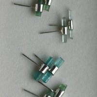Raw Light Green/Blue Tourmaline Stud Earrings