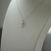 Raw Paraiba Blue/Green Tourmaline Pendant Necklace, October Birthstone Pendant Necklace, 14k Gold