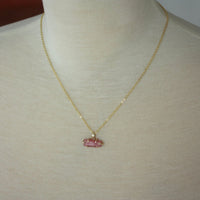 Raw Pink Tourmaline Pendant Necklace, October Birthstone Pendant Necklace