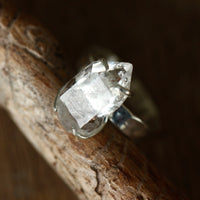 Natural Herkimer Diamond Ring, Diamond Quartz Ring, April Birthstone Ring