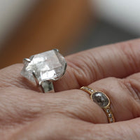 Natural Herkimer Diamond Ring, Diamond Quartz Ring, April Birthstone Ring