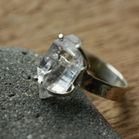 Natural Herkimer Diamond Ring, Diamond Quartz Ring, April Birthstone Ring