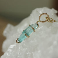 Raw Paraiba Tourmaline Pendant Necklace, October Birthstone Pendant Necklace