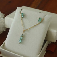 Raw Paraiba Tourmaline Pendant Necklace, October Birthstone Pendant Necklace