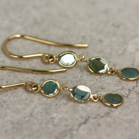 Blue Polki Cut Diamond Slice Earrings, 18k Gold