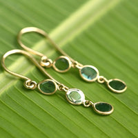 Blue Polki Cut Diamond Slice Earrings, 18k Gold