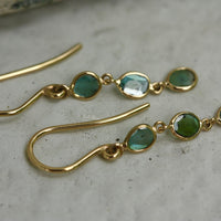 Blue Polki Cut Diamond Slice Earrings, 18k Gold