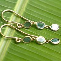 Blue Polki Cut Diamond Slice Earrings, 18k Gold