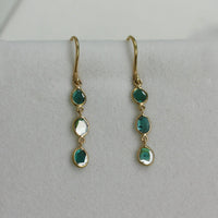 Blue Polki Cut Diamond Slice Earrings, 18k Gold